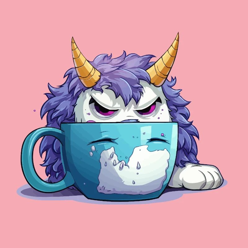 Grummel-Monster im Kaffeebecher