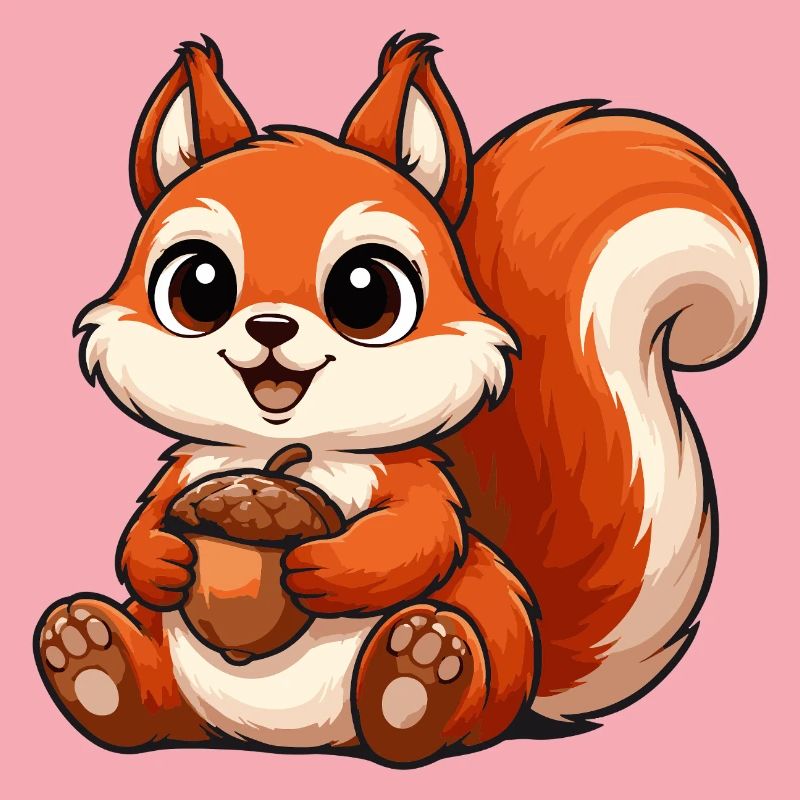 Cute squirrel motif with nut