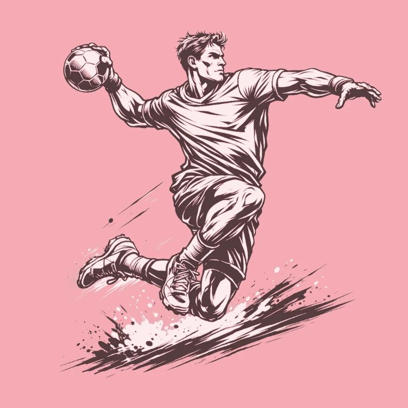 Dynamic handball player in comic style