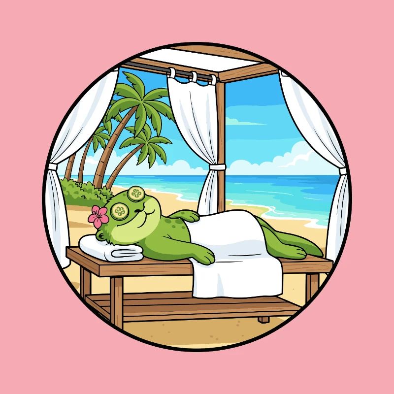 Art relaxant de la grenouille de plage Spa