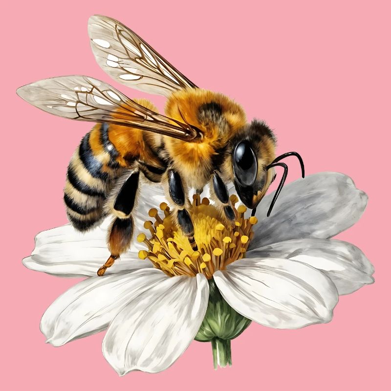 Abeille sur fleur blanche