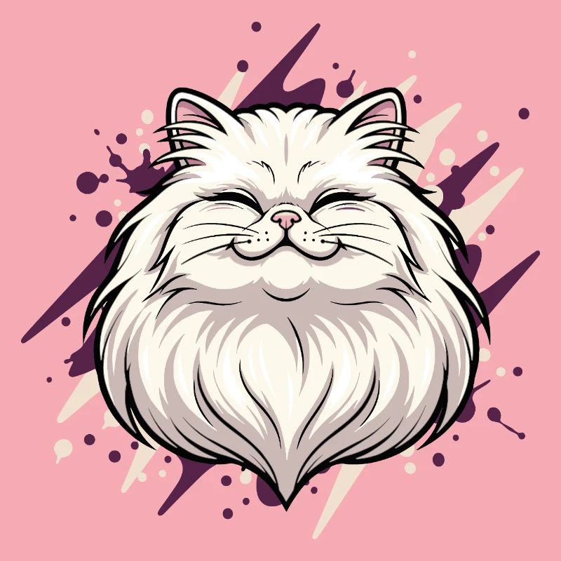 Tête de chat joyeuse avec des touches de couleur