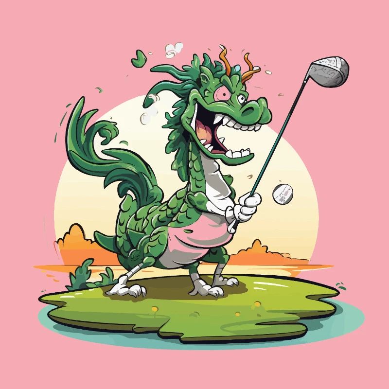 Golfender Drache am Tee