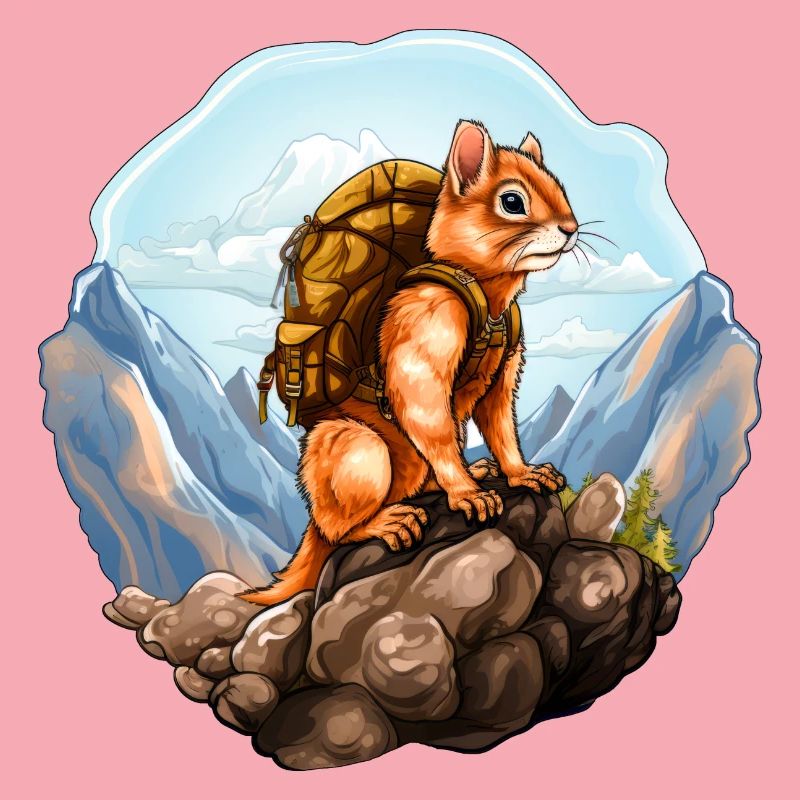 Eichhörnchen Bergsteiger / Wandern Eichhörnchen