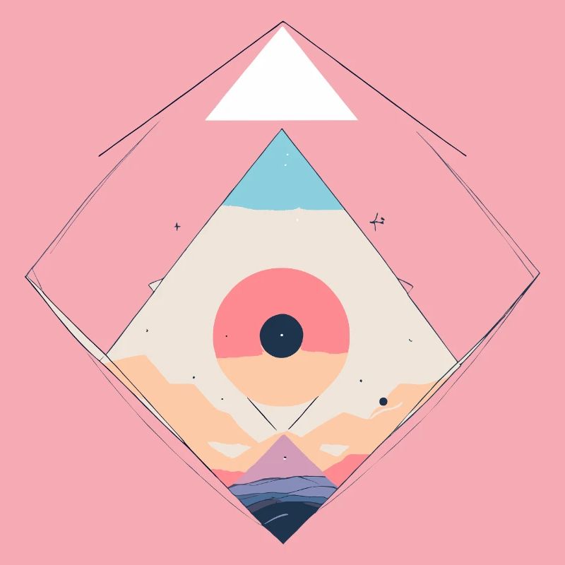 Abstract Geometric Sunset Scene