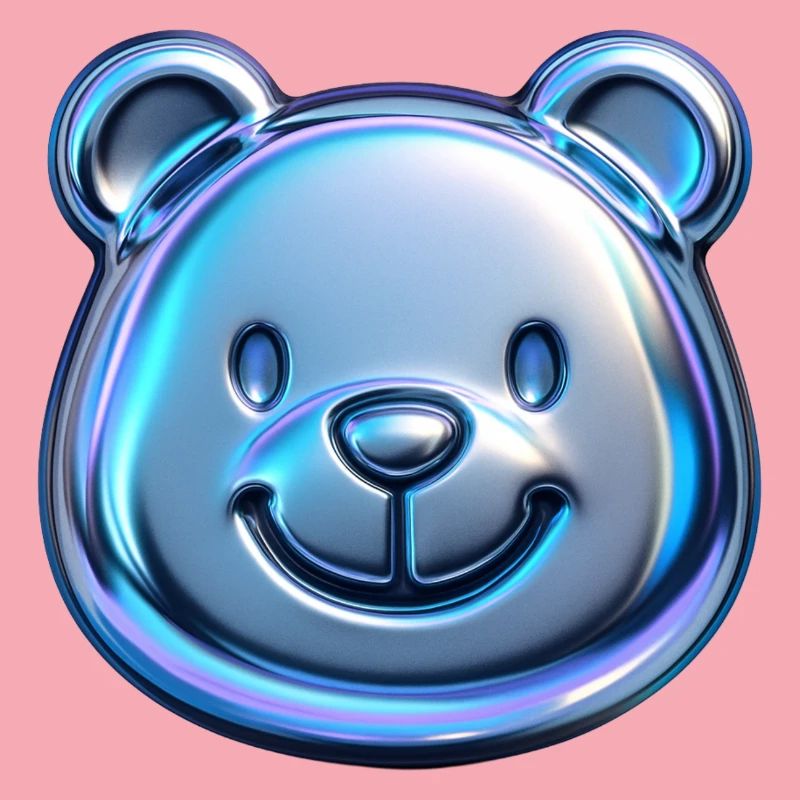 Cute bear with metallic reflections