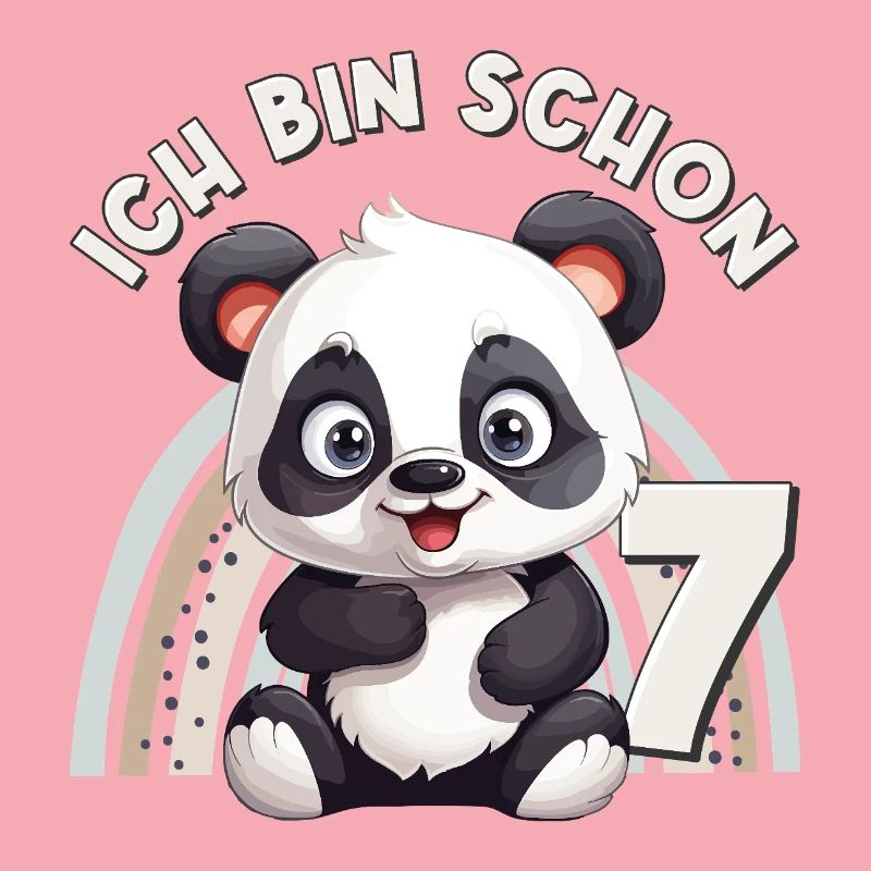 7e anniversaire Panda Bear Arc-en-ciel Doux Mignon
