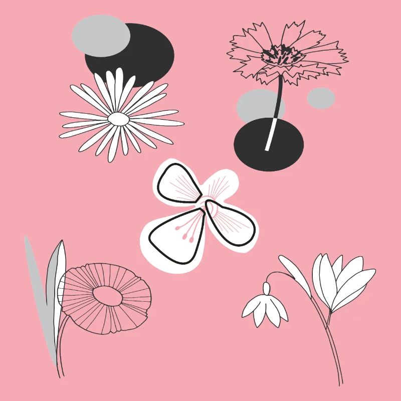 Fleurs noires et blanches