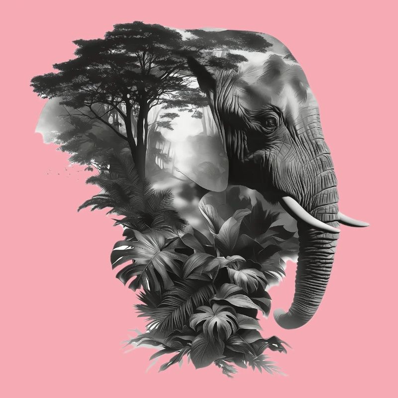 Elefant Dschungel Silhouette Doppel