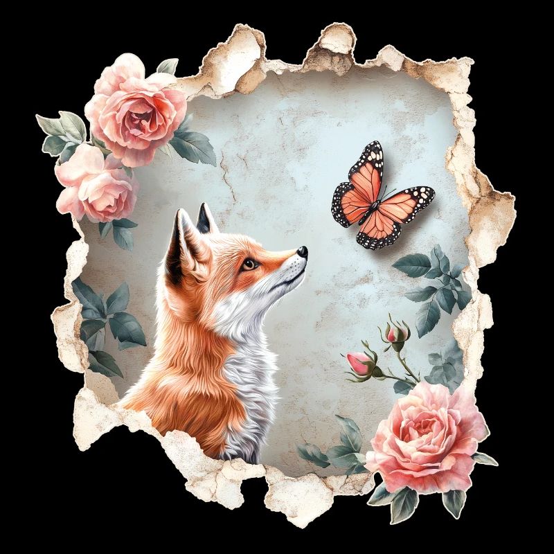 Renard avec papillon