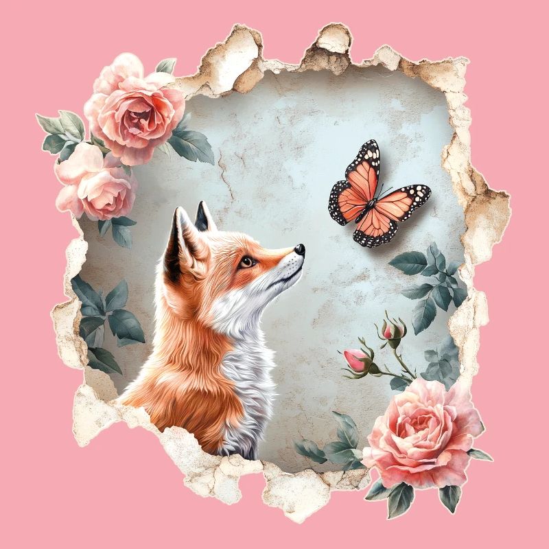 Fuchs mit Schmetterling