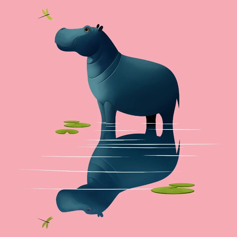 Hippopotame et libellule