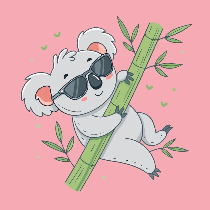 Koala auf Bambus mit Brille
