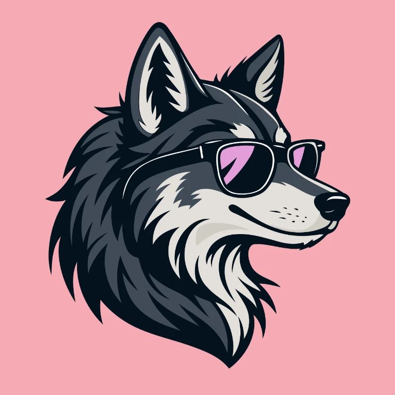 Schicker Wolf mit rosaroter Brille