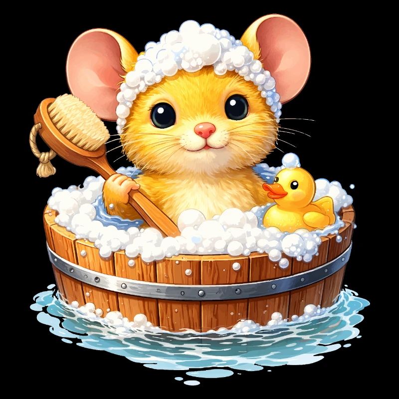 Cute mouse bathing