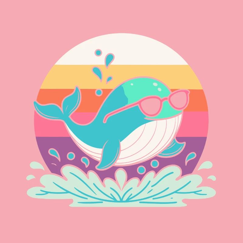 Whale Surf Retro Rainbow