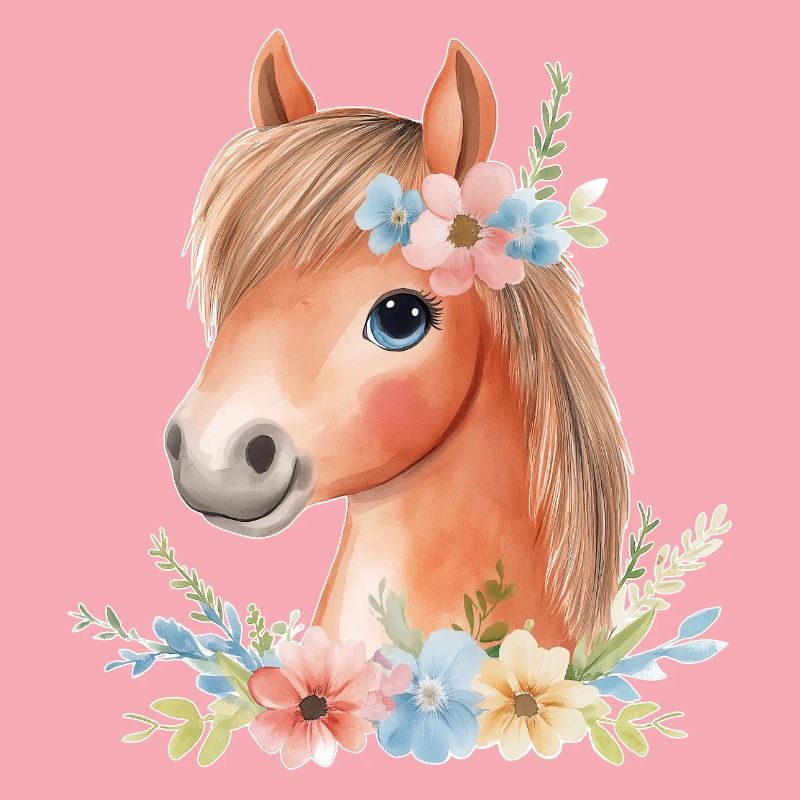 Süßes Pferd mit Blumen