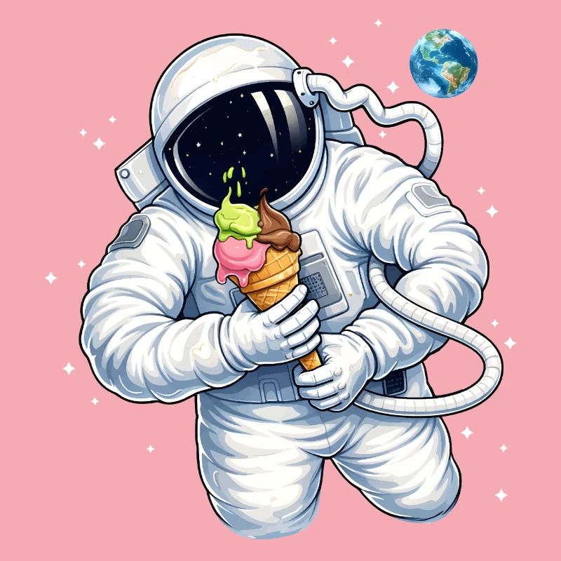 Astronaut mit Eiscreme im Weltall 