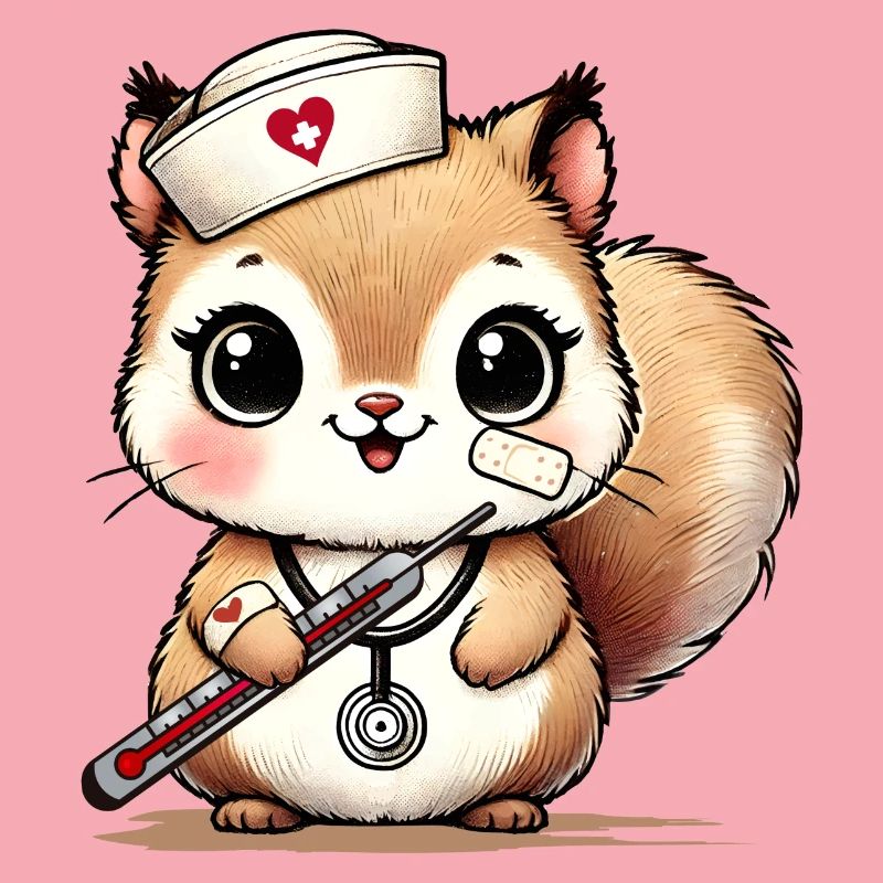 Bezauberndes Eichhörnchen als Krankenschwester