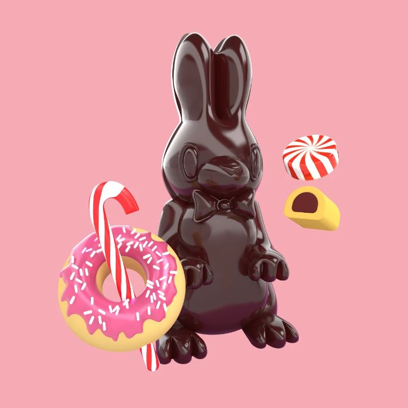 3D Chocolate Bunny with Candy – Cute Candy Art