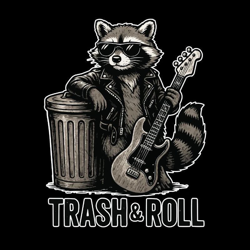 Trash & Roll Raccoon with Guitar
