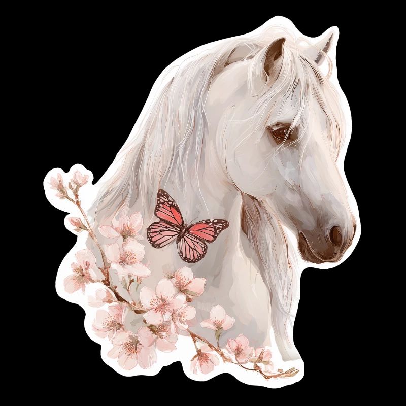 Pferd mit Schmetterling