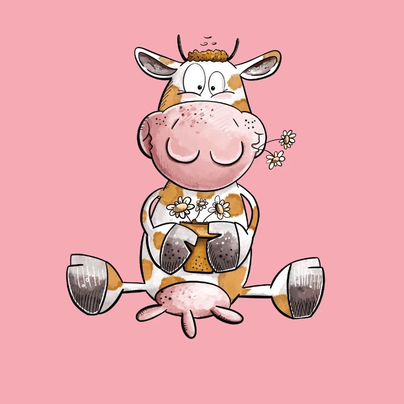 Vache avec des fleurs