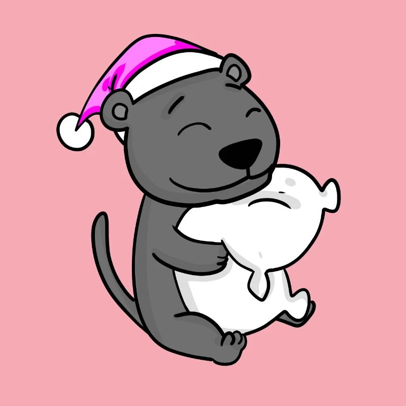 cute black panther with pillow and sleeping cap