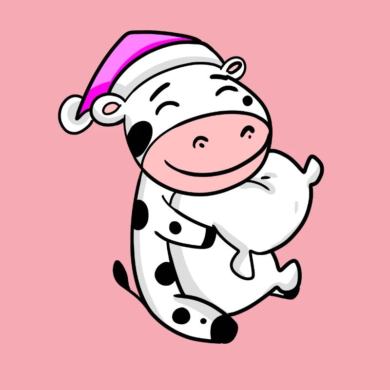 Vache avec oreiller et bonnet de couchage