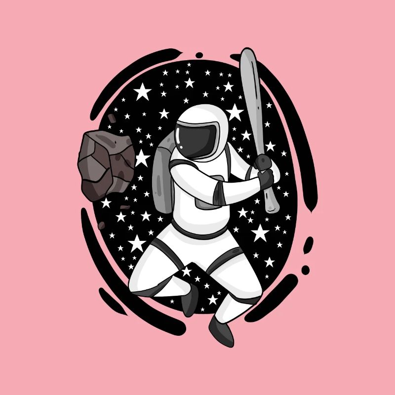 Astronaute avec batte de baseball dans l’espace