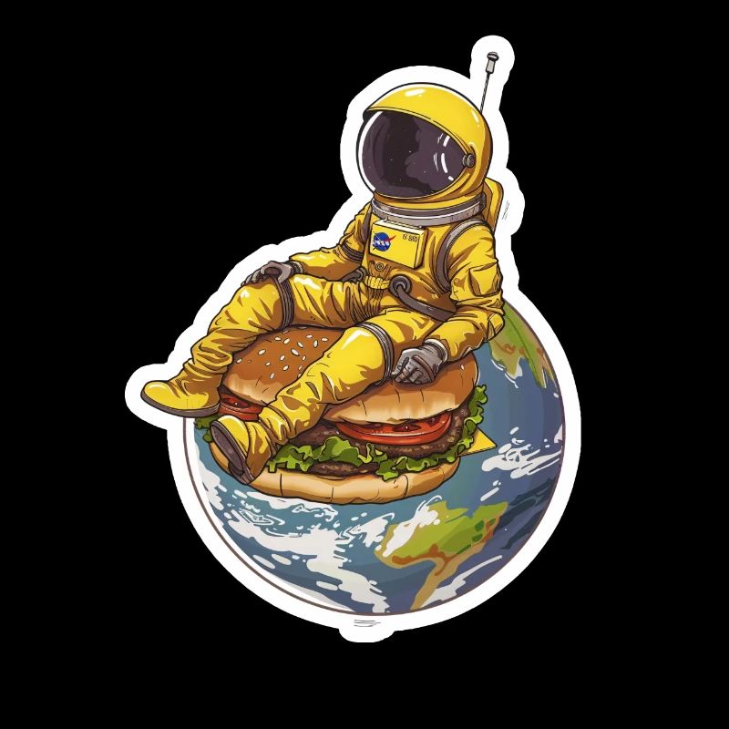 Astronaute doré sur Burger – Design alimentaire spatial