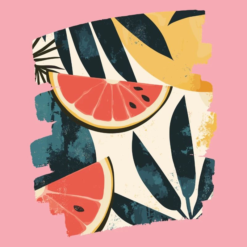 Pastèque d’été et palmiers
