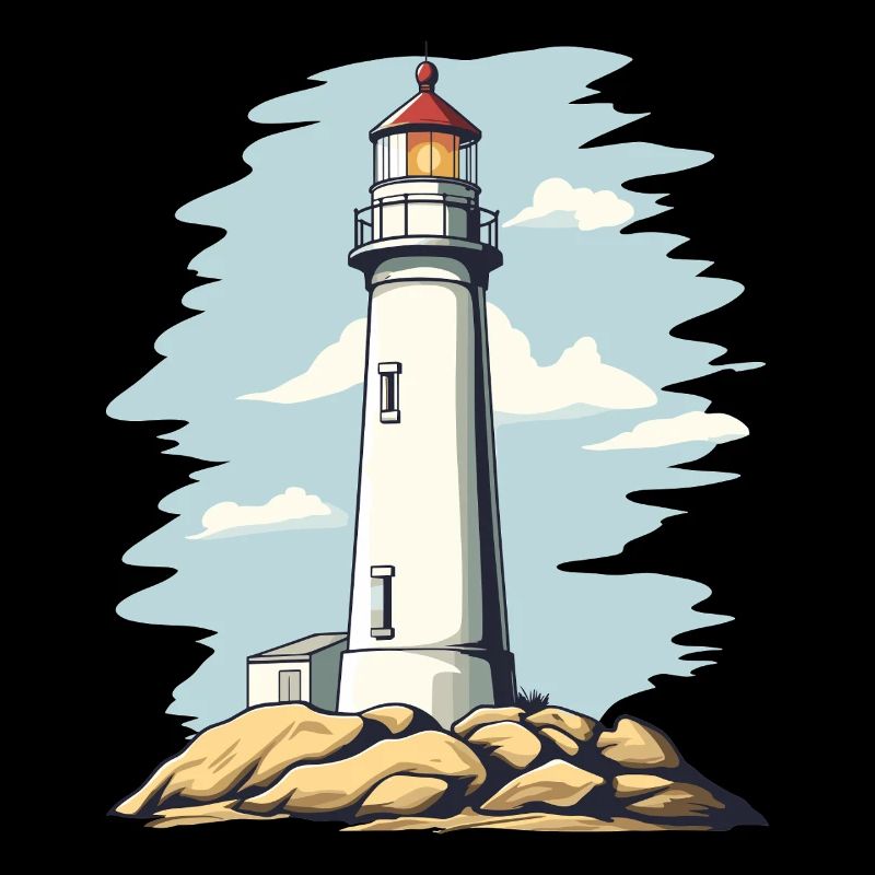 Motif côtier de phare sur le rocher