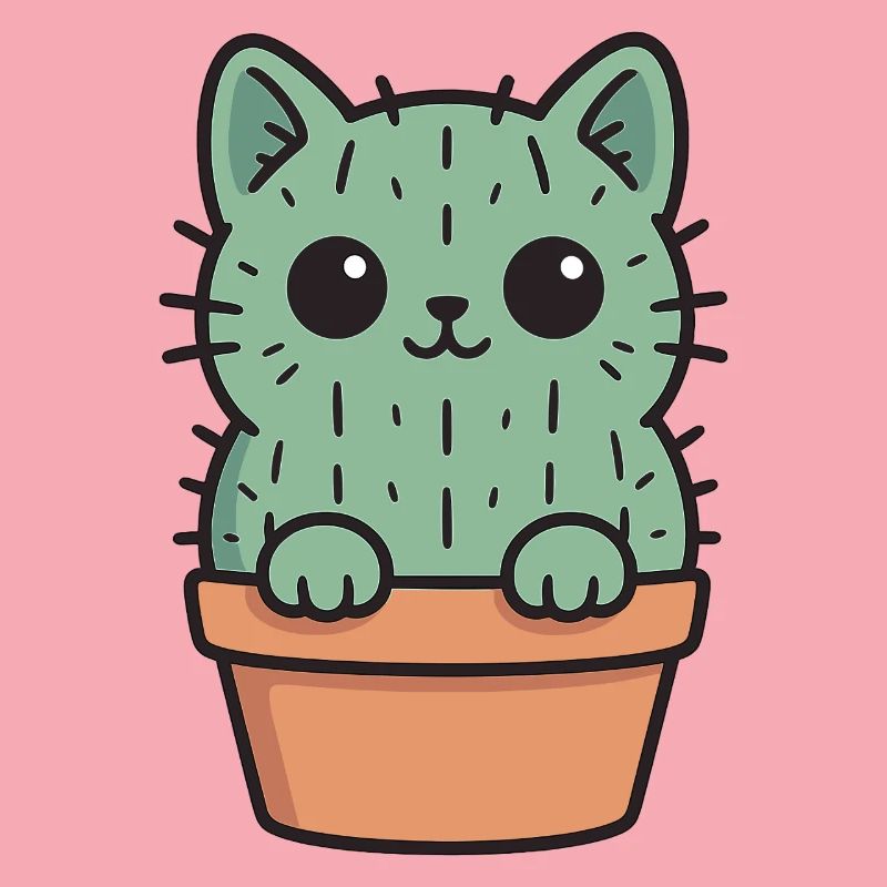Cute Cactus Kitten Design