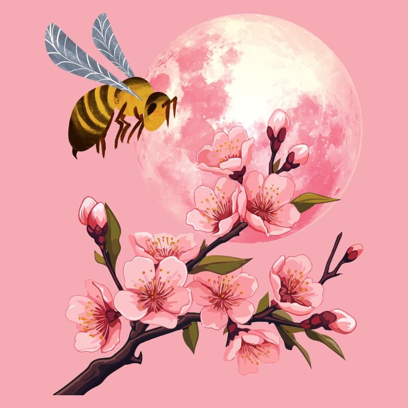 Mond und Kirschblüte