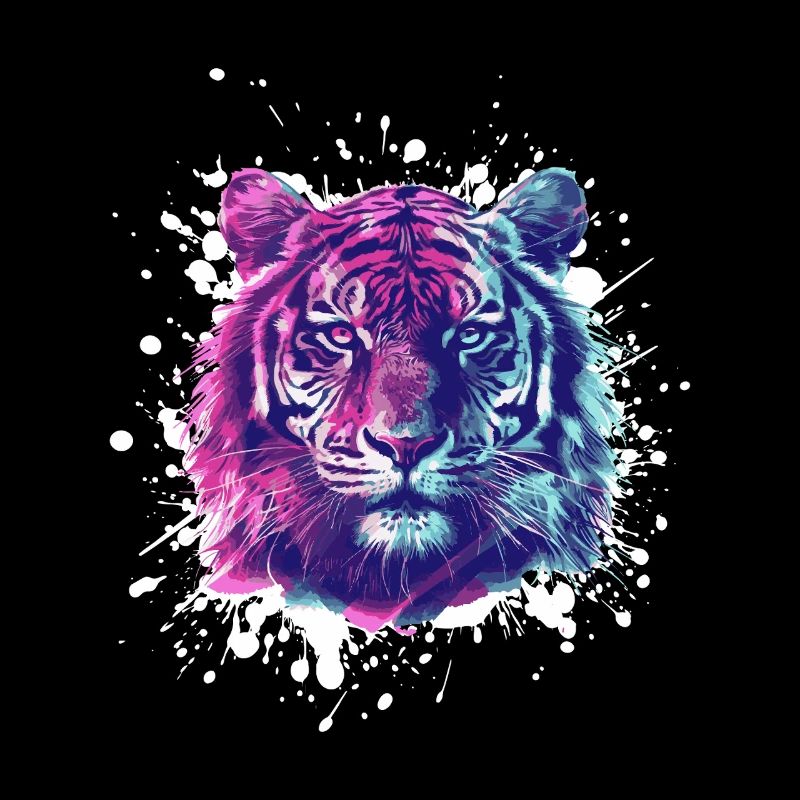 Portrait d’éclaboussures de tigre néon