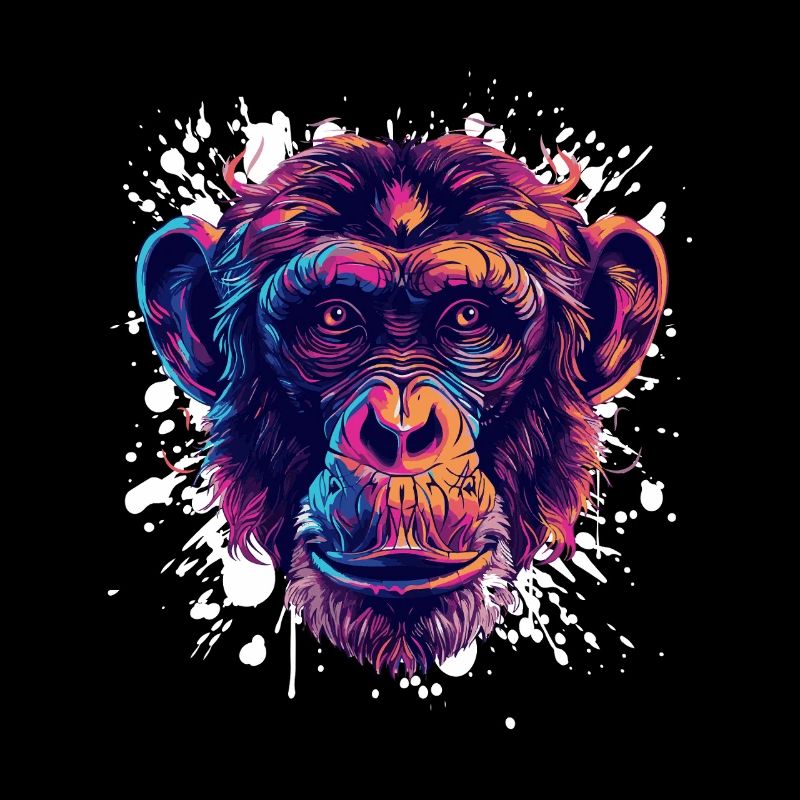 Portrait de chimpanzé coloré