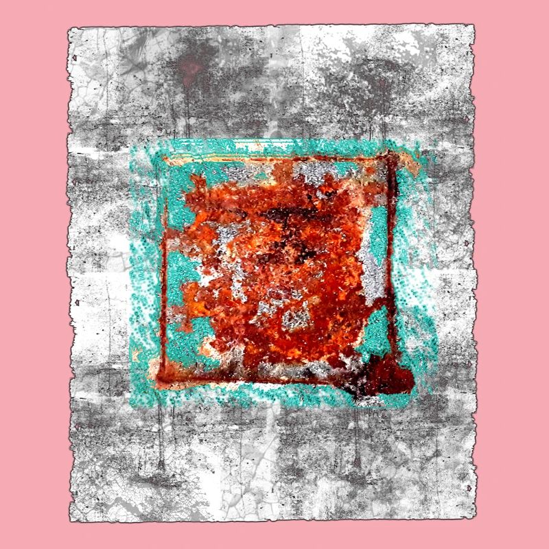 Rust square on grey texture
