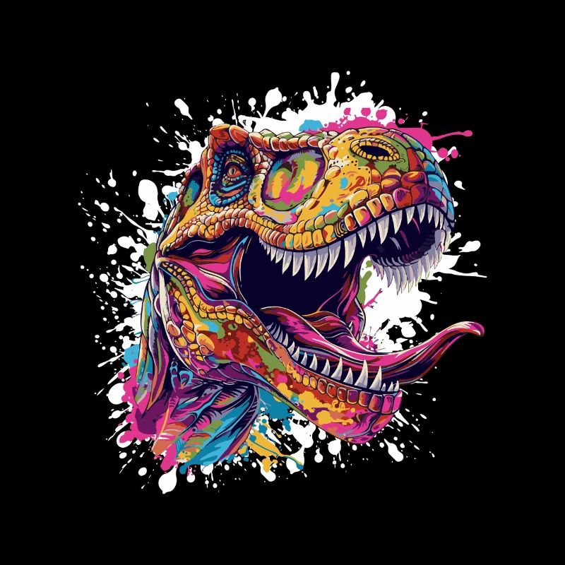 Éclaboussure de tête T-Rex colorée