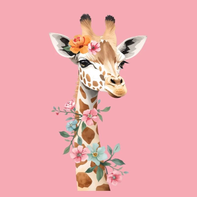 Giraffe mit Blumenkrone
