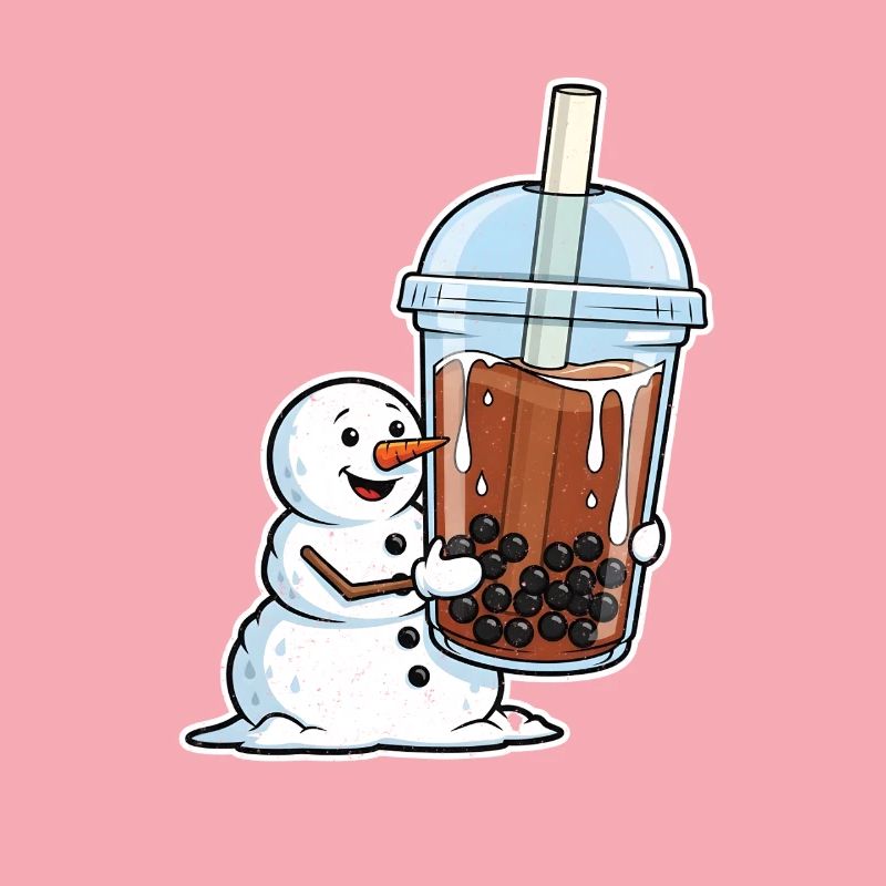 Schneemann und Bubble Tea Becher