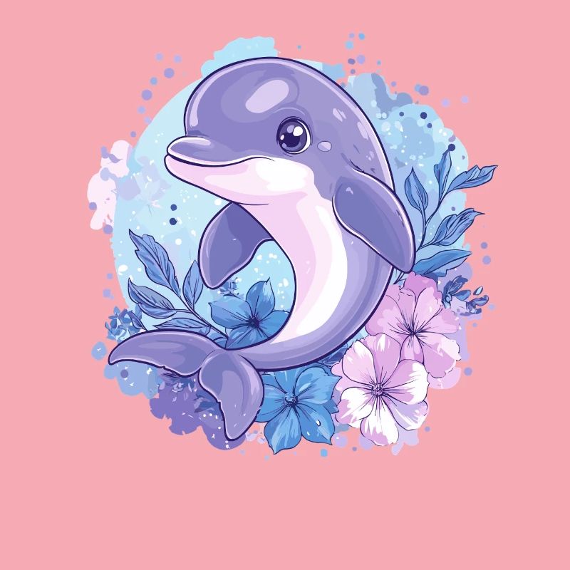 Delfin im Blütenkreis