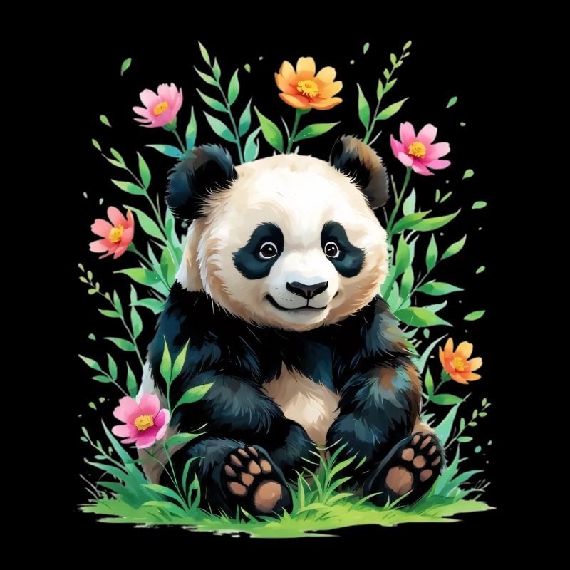 Panda im Blütenwald