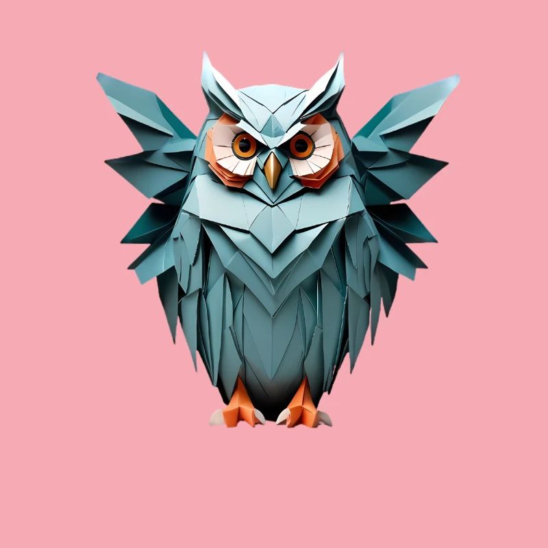 Blau Low-Poly Eule Design