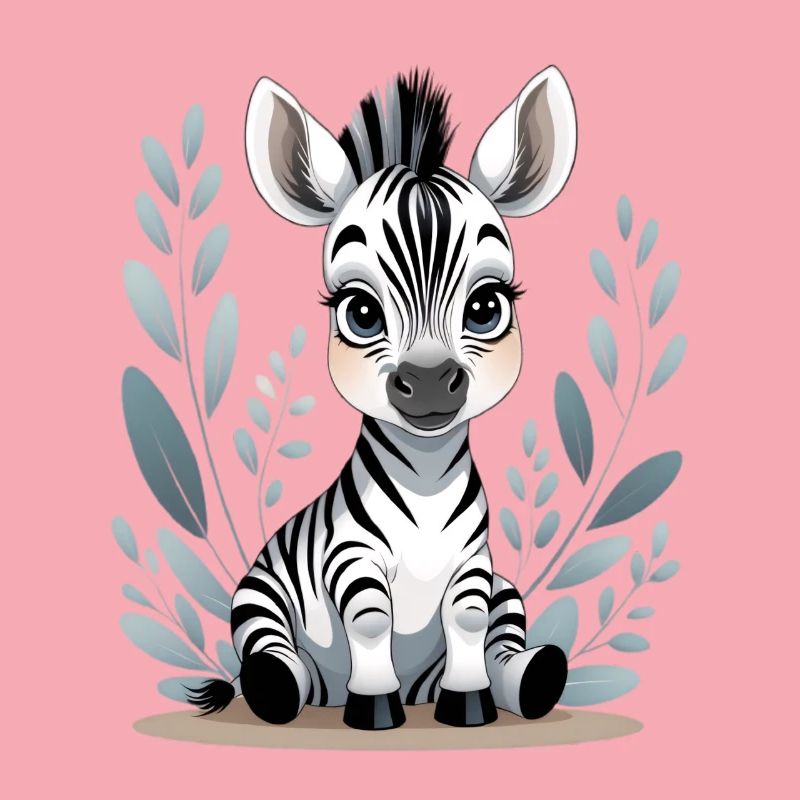 Zebra Baby in Leaf Frame