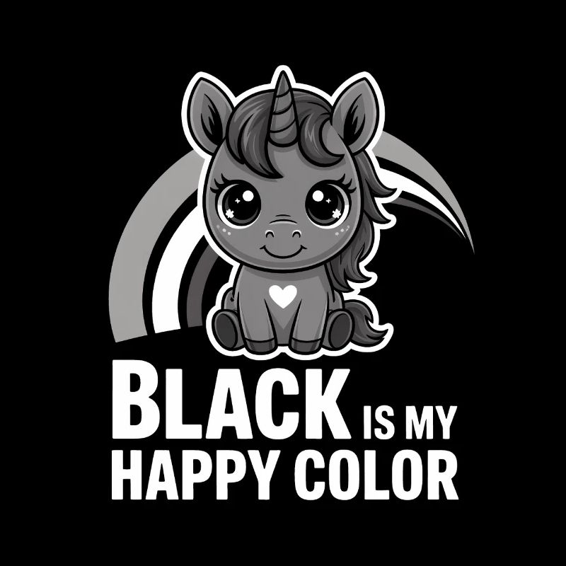 Le noir est ma licorne de couleur joyeuse