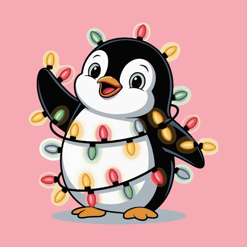 Pinguin mit Lichterkette