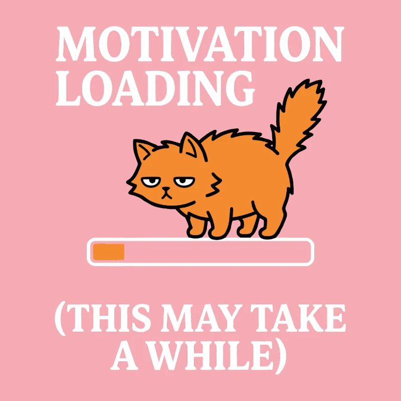 Motivation Loading Tired Cat with Loading Bar