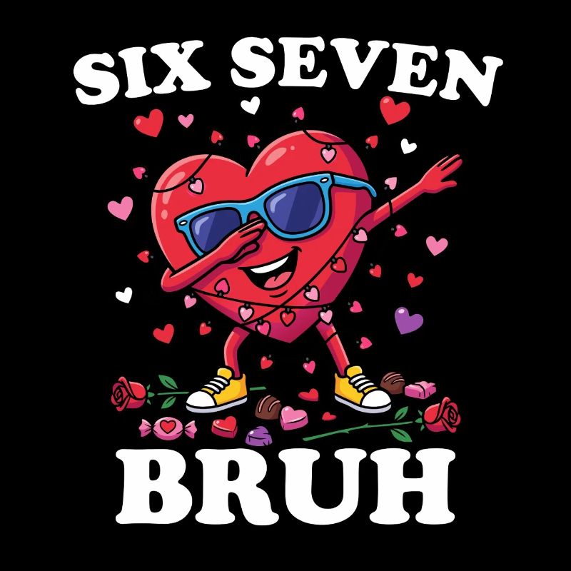 Six Seven Bruh Valentine Dabbing Heart 6 7 Fun 6-7