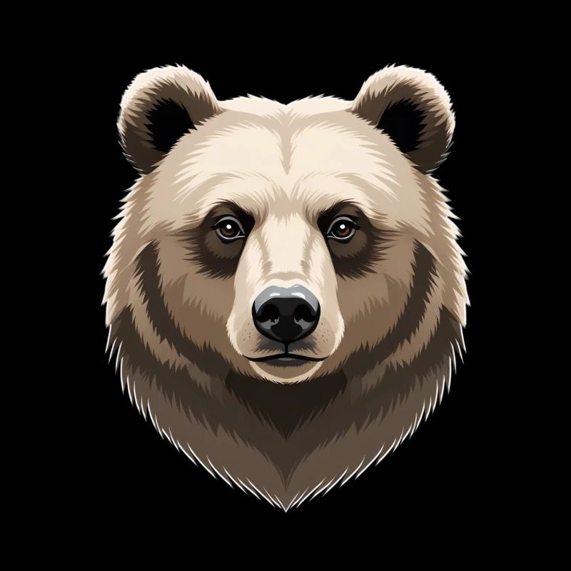 Forest Bear Head Illustration
